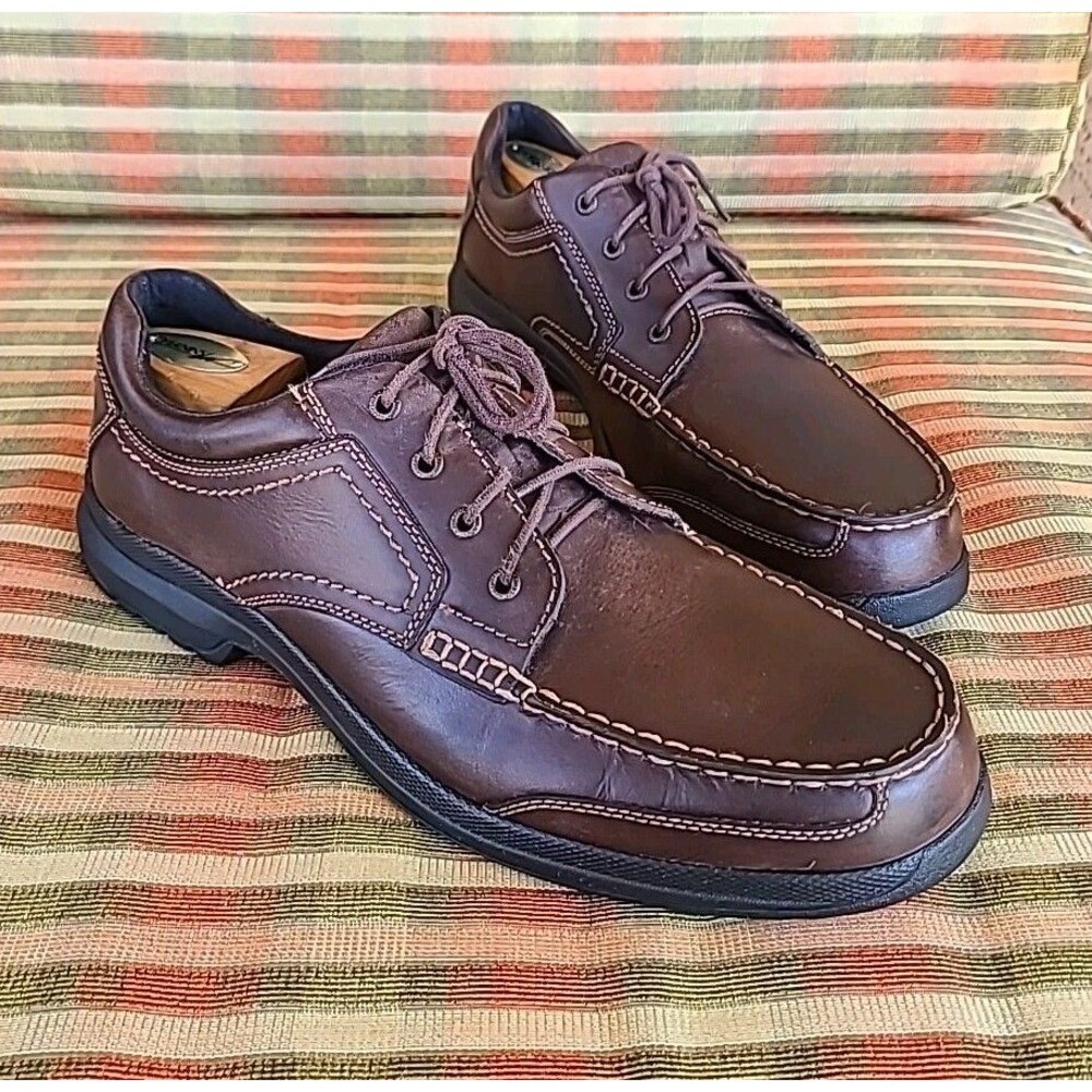 Clean Rockport Men's Brown Moc Toe Leather Adiprene US Size 11.5 Casual Preppy